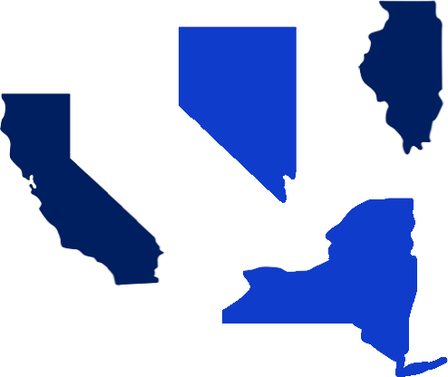 icons of New York, Nevada, California and Illinois